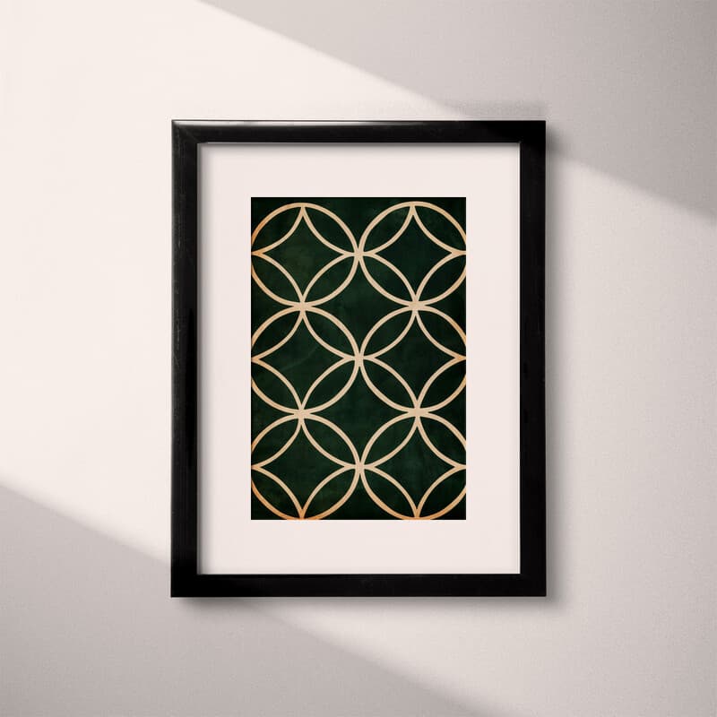 Matted frame view of A minimalist textile print, symmetric simple pattern