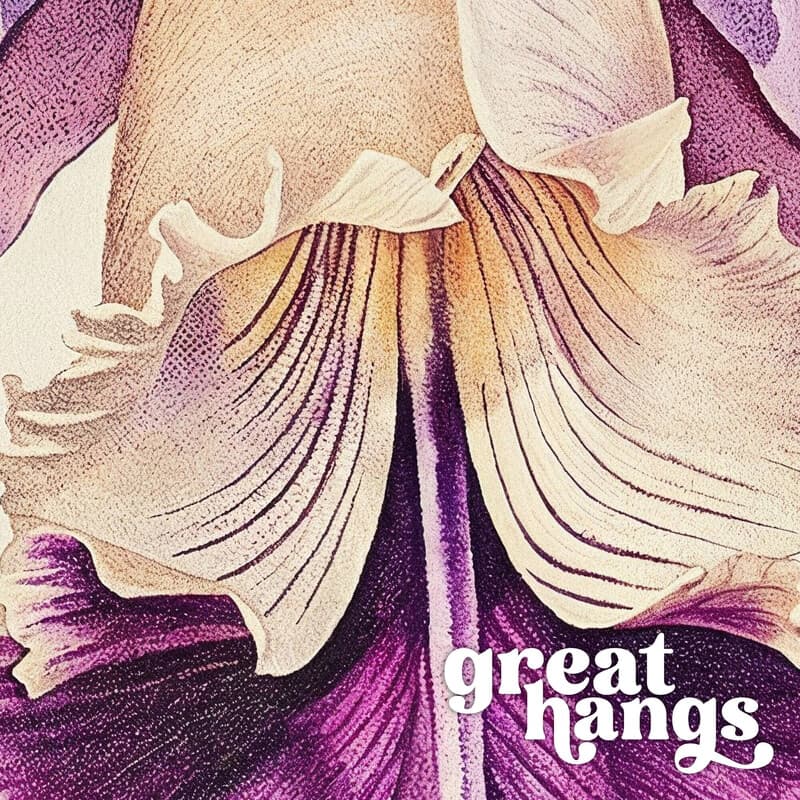 Closeup view of A vintage colored pencil illustration, an orchid flower