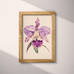 Orchid Digital Download | Floral Wall Decor | Flowers Decor | White and Purple Print | Vintage Wall Art | Living Room Art | Housewarming Digital Download | Mother's Day Wall Decor | Spring Decor | Colored Pencil Illustration