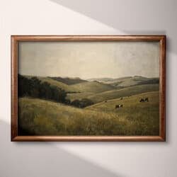 Rolling Hills Digital Download | Landscape Wall Decor | Landscapes Decor | Green, Gray, Beige and Black Print | Impressionist Wall Art | Living Room Art | Housewarming Digital Download | Autumn Wall Decor | Oil Painting