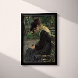 Woman Digital Download | Figurative Wall Decor | Portrait Decor | Black, Gray and Brown Print | Art Nouveau Wall Art | Living Room Art | Grief & Mourning Digital Download | Autumn Wall Decor | Oil Painting