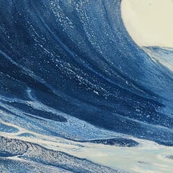Sea Wave Art | Marine Wall Art | Nautical Print | White, Black, Blue and Brown Decor | Japandi Wall Decor | Living Room Digital Download | Housewarming Art | Summer Wall Art | Pastel Pencil Illustration