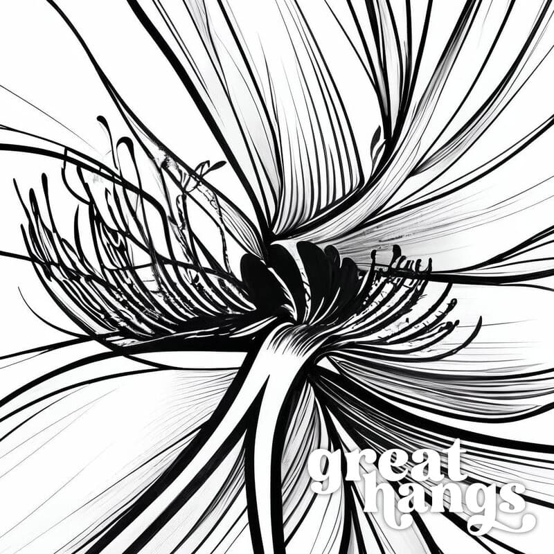 Closeup view of A minimalist pencil sketch, a flower