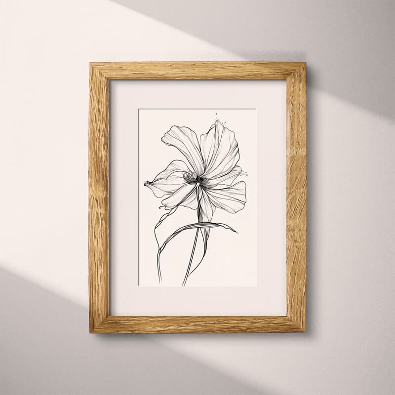 Matted frame view of A minimalist pencil sketch, a flower
