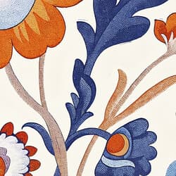 Floral Art | Botanical Wall Art | Flowers Print | White, Blue, Red and Orange Decor | Baroque Wall Decor | Living Room Digital Download | Housewarming Art | Spring Wall Art | Tapestry Print