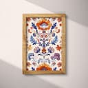 Full frame view of A baroque tapestry print, symmetric floral pattern