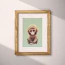 Matted frame view of A cute chibi anime colored pencil illustration, a monkey