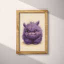 Full frame view of A cute chibi anime pastel pencil illustration, a purple monster