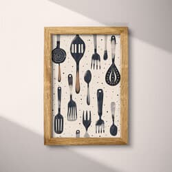 Utensils Pattern Digital Download | Kitchen Wall Decor | Food & Drink Decor | White, Black and Gray Print | Farmhouse Wall Art | Kitchen & Dining Art | Housewarming Digital Download | Thanksgiving Wall Decor | Autumn Decor | Textile