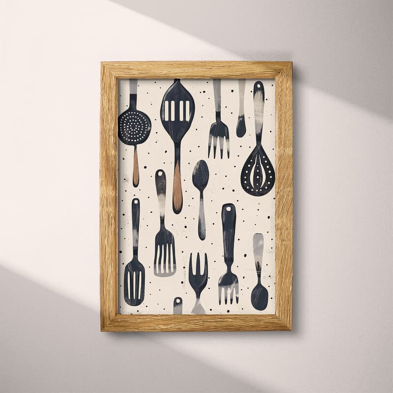 Full frame view of A farmhouse textile print, utensils pattern