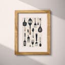 Matted frame view of A farmhouse textile print, utensils pattern