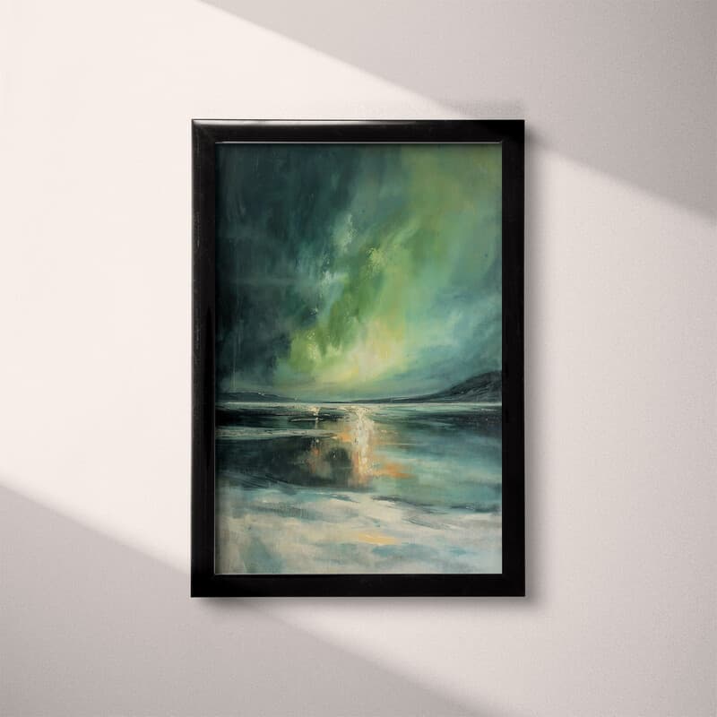 Full frame view of An impressionist oil painting, northern lights
