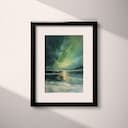 Matted frame view of An impressionist oil painting, northern lights