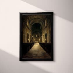 Church Interior Art | Architecture Wall Art | Architecture Print | Black, Brown and Beige Decor | Baroque Wall Decor | Living Room Digital Download | Grief & Mourning Art | Christmas Wall Art | Oil Painting