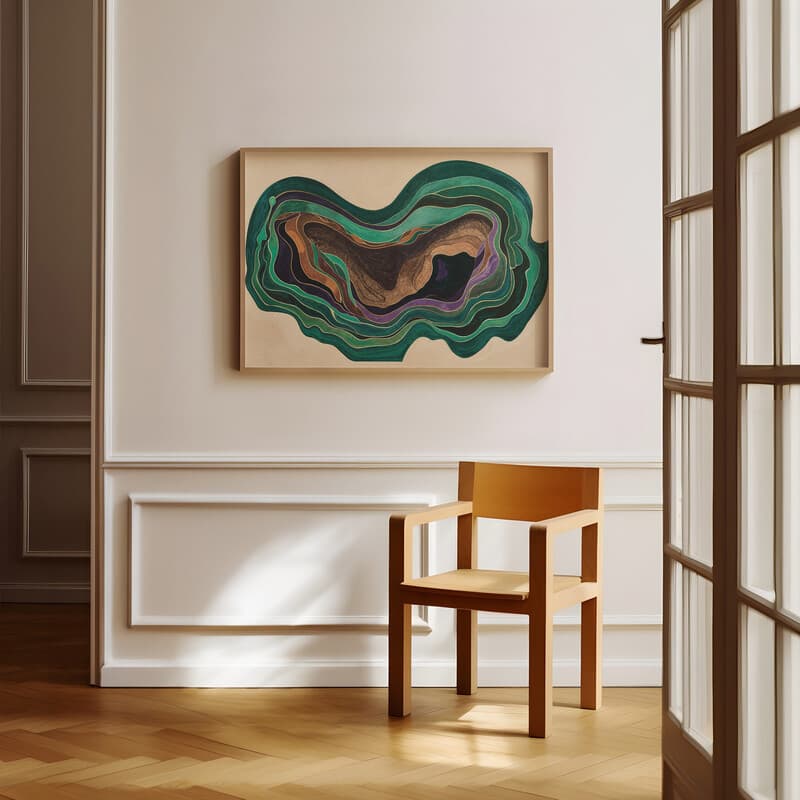 Room view with a full frame of An abstract art deco pastel pencil illustration, marbling