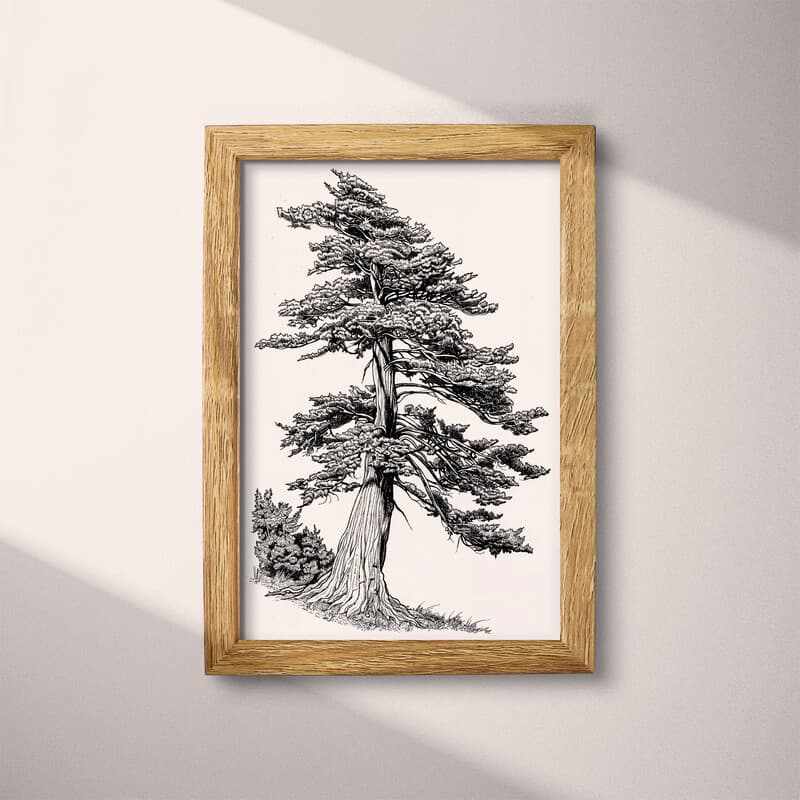 Full frame view of A botanical pencil sketch, a cypress tree