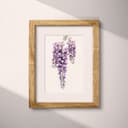 Matted frame view of A rustic colored pencil illustration, a wisteria flower
