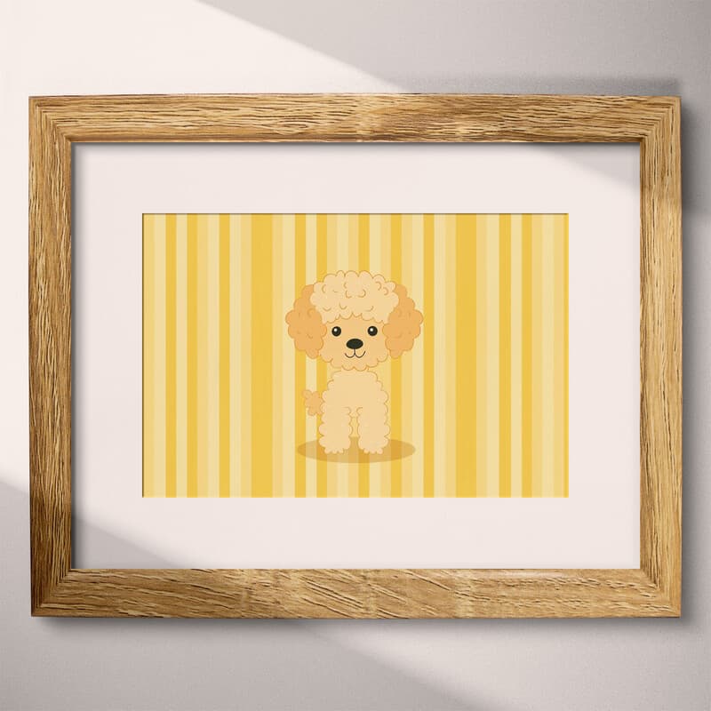 Matted frame view of A cute simple illustration with simple shapes, a poodle