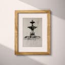 Matted frame view of A wabi sabi charcoal sketch, a park fountain