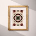 Matted frame view of An art nouveau tapestry print, symmetric intricate geometric pattern