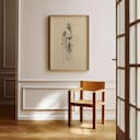 Room view with a full frame of A vintage graphite sketch, a man posing with a golf club