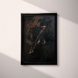 Saxophone Player Art | Music Wall Art | Music Print | Black, Brown and Beige Decor | Maximalist Wall Decor | Bar Digital Download | Autumn Art | Oil Painting