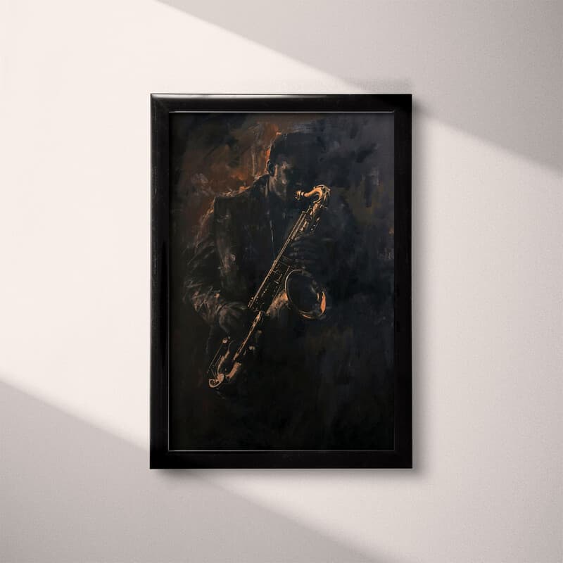 Full frame view of An abstract maximalist oil painting, a man playing the saxophone