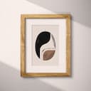 Matted frame view of An abstract minimalist flat 2D illustration, curved lines in an oval