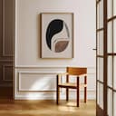 Room view with a full frame of An abstract minimalist flat 2D illustration, curved lines in an oval