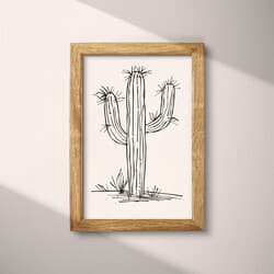 Cactus Digital Download | Botanical Wall Decor | Botanical Decor | White, Black and Gray Print | Minimal Wall Art | Office Art | Housewarming Digital Download | Summer Wall Decor | Pencil Sketch