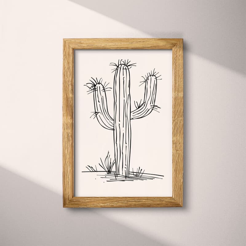 Full frame view of A minimalist pencil sketch, a cactus