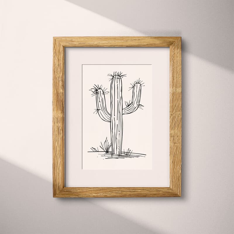 Matted frame view of A minimalist pencil sketch, a cactus