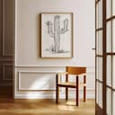 Room view with a full frame of A minimalist pencil sketch, a cactus