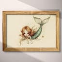 Full frame view of A cute chibi anime pastel pencil illustration, a mermaid