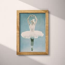 Ballerina Art | Dance Wall Art | Portrait Print | Blue, Gray and Green Decor | Vintage Wall Decor | Bedroom Digital Download | Pastel Pencil Illustration