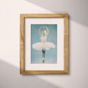 Matted frame view of A vintage pastel pencil illustration, a ballerina