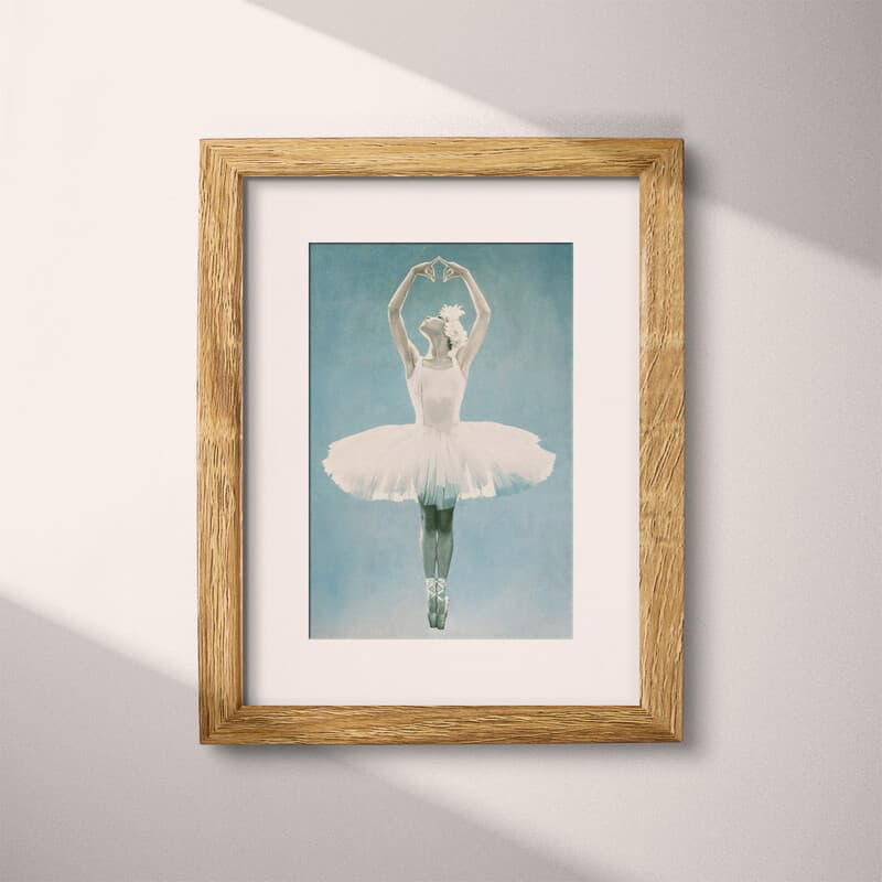 Matted frame view of A vintage pastel pencil illustration, a ballerina