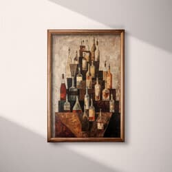 Liquor Bottles Art | Still Life Wall Art | Food & Drink Print | Brown, Black and Red Decor | Impressionist Wall Decor | Bar Digital Download | Bachelor Party Art | Autumn Wall Art | Oil Painting