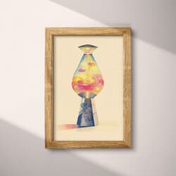 Lava Lamp Digital Download | Home Wall Decor | Beige, Brown, Blue, Pink, Orange and Black Decor | Contemporary Print | Dorm Wall Art | Bachelor Party Art | Summer Digital Download | Pastel Pencil Illustration