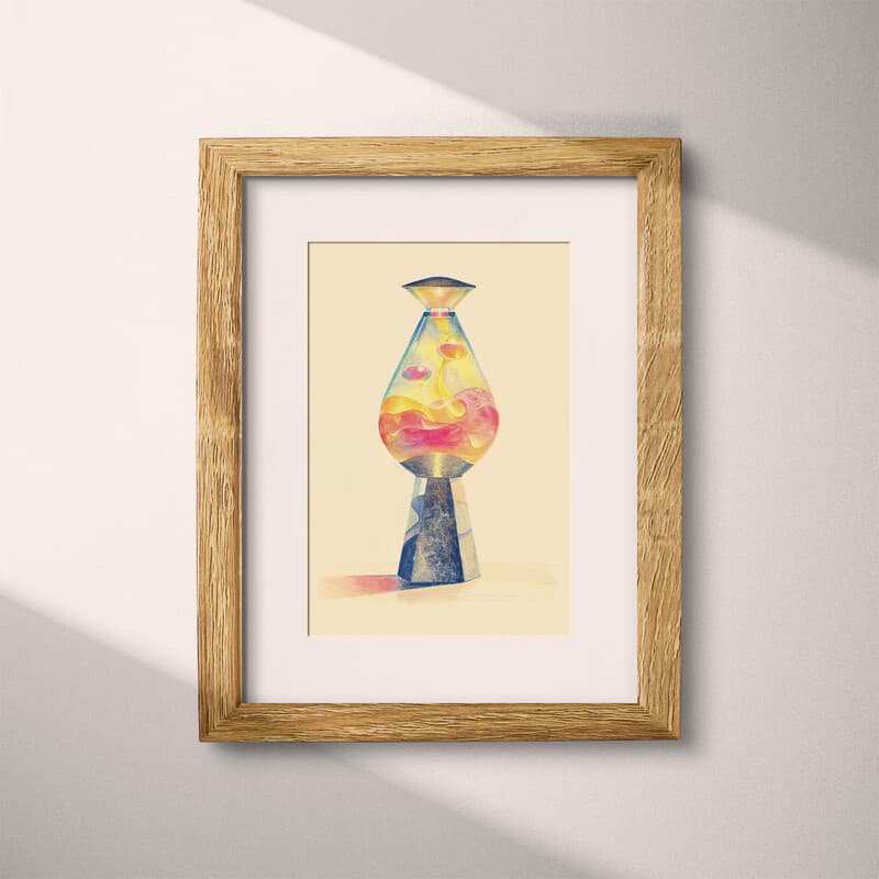 Matted frame view of A contemporary pastel pencil illustration, a lava lamp
