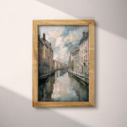 Canal View Digital Download | Urban Wall Decor | Architecture Decor | Gray, Beige and Black Print | Impressionist Wall Art | Living Room Art | Housewarming Digital Download | Autumn Wall Decor | Oil Painting