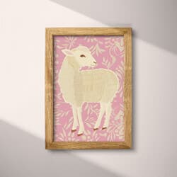 Lamb Digital Download | Animal Wall Decor | Animals Decor | Pink, Brown, Beige and Green Print | Cute Simple Wall Art | Nursery Art | Baby Shower Digital Download | Easter Wall Decor | Spring Decor | Simple Illustration