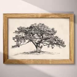 Juniper Tree Art | Nature Wall Art | Botanical Print | Beige, Black and Gray Decor | Vintage Wall Decor | Living Room Digital Download | Housewarming Art | Autumn Wall Art | Graphite Sketch