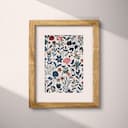 Matted frame view of A maximalist textile print, botanical pattern