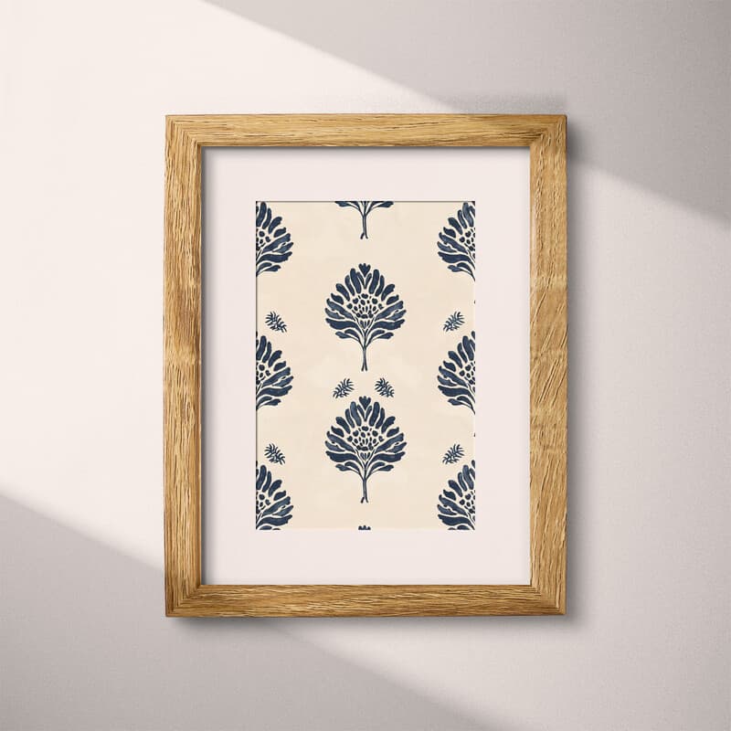 Matted frame view of A minimalist textile print, simple pattern, centered