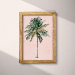 Palm Tree Digital Download | Nature Wall Decor | Coastal Decor | Pink, Green, Gray and Brown Print | Vintage Wall Art | Living Room Art | Housewarming Digital Download | Summer Wall Decor | Linocut Print