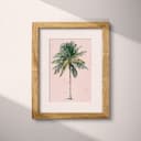 Matted frame view of A vintage linocut print, a tropical palm tree