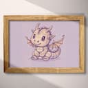 Full frame view of A cute chibi anime linocut print, a dragon