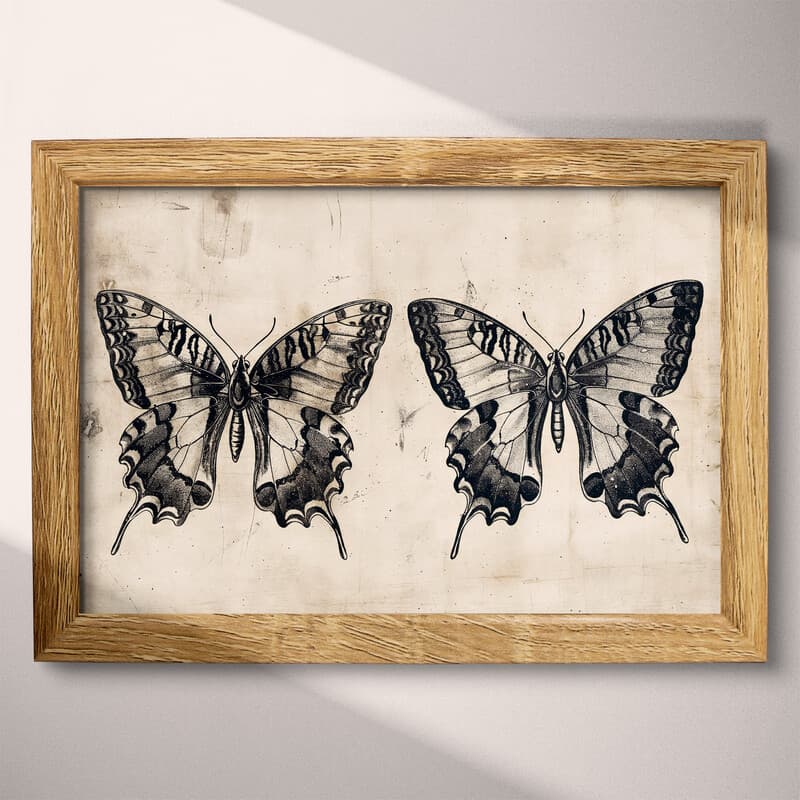 Full frame view of A vintage graphite sketch, butterflies