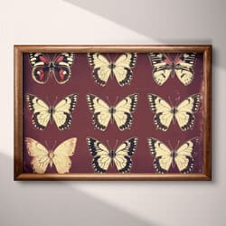 Butterfly Pattern Art | Nature Wall Art | Animals Print | Brown, White, Black, Purple and Orange Decor | Vintage Wall Decor | Living Room Digital Download | Housewarming Art | Autumn Wall Art | Linocut Print